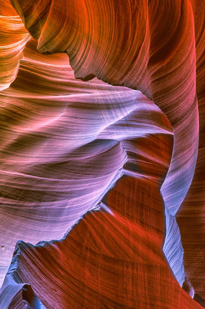 Sandstone swirls of Lower Antelope Canyon, east of Page, Arizona.