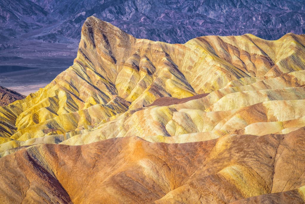 This view of Manly Beacon is accessible from the Zabriskie Point Overlook, which is accessible from Highway 190 in Death Valley National Park.
