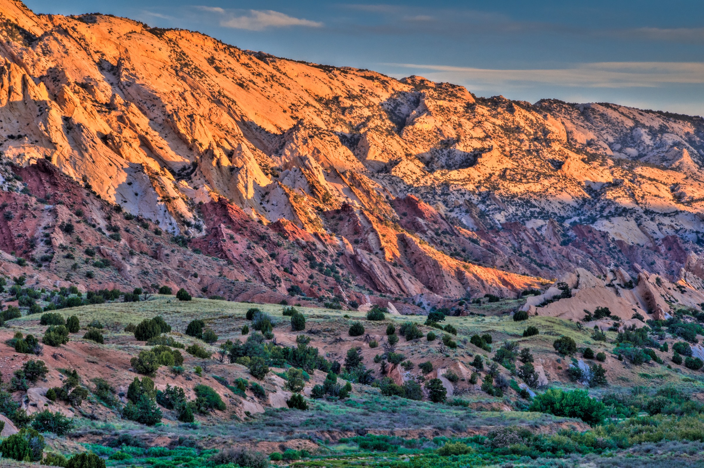Dawn adds color in the Strike Valley of the Waterpocket fold in Capitol Reef National Park, Utah.