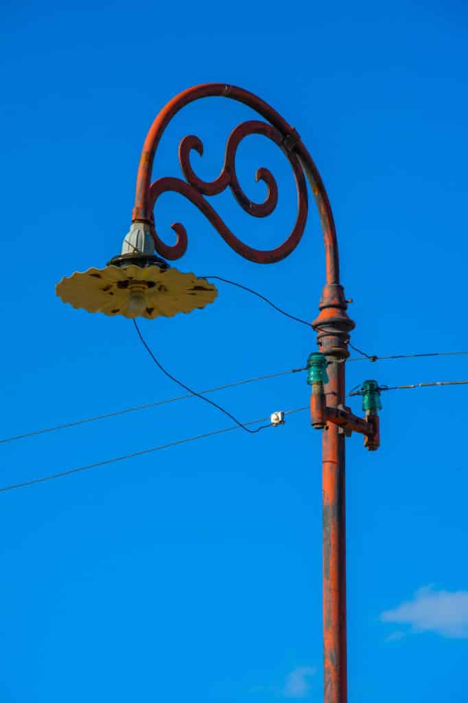 This graceful street lamp is one of many that line the streets of the officers' residences at Fort Robinson State Park in Nebraska.