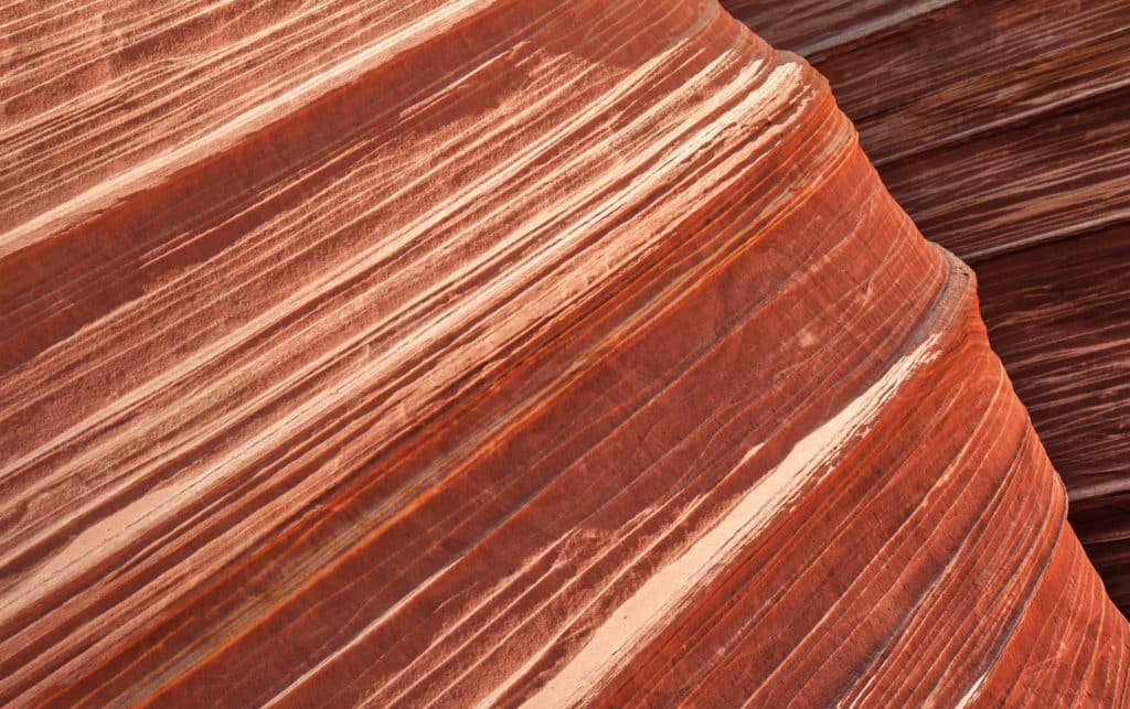 Sandstone strata at The Wave in the North Coyote Buttes area of the Vermillion Cliffs National Monument.