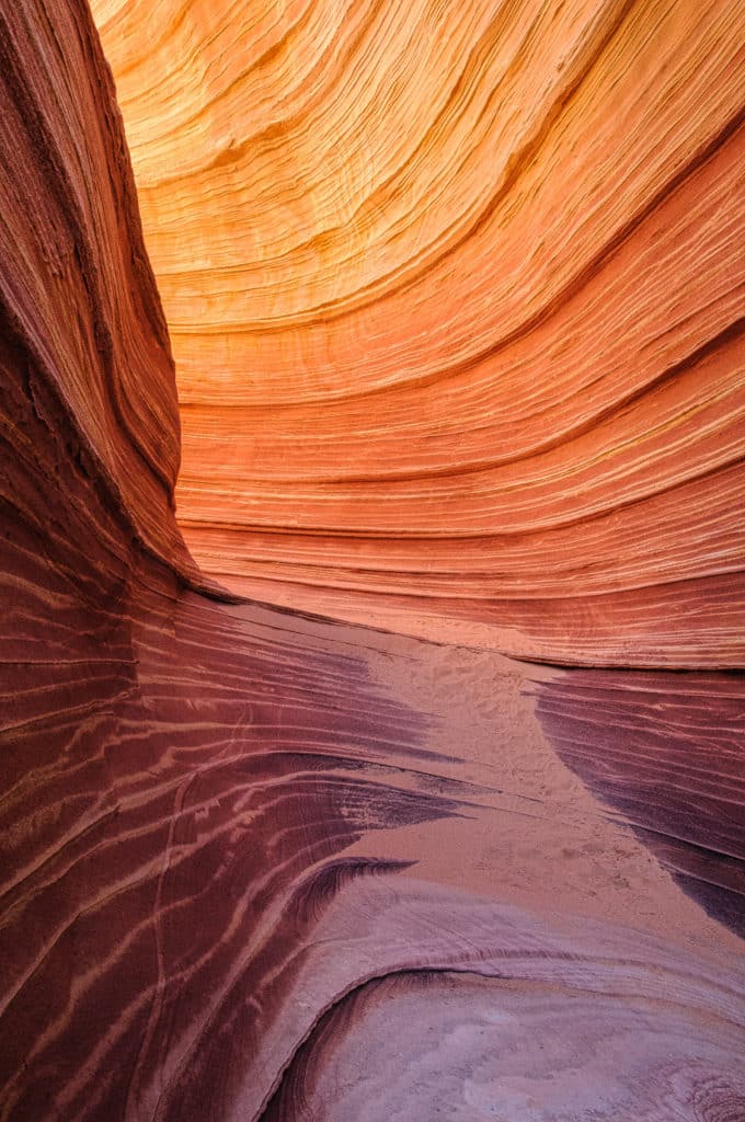 Morning light filters through a slot at The Wave in the North Coyote Buttes area of the Vermillion Cliffs National Monument.