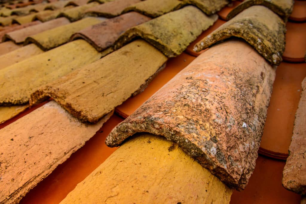 A close-up shot of red roof tiles taken from the wall surrounding Dubrovnik Old City in Croatia.