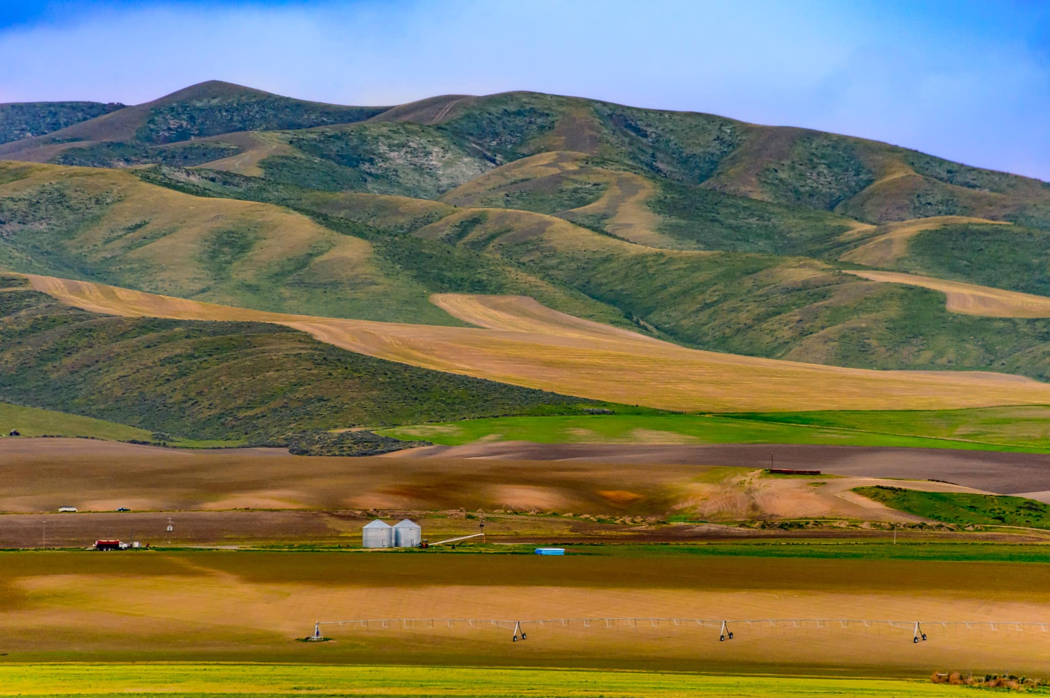 A farm along I-84 near the Utah-Idaho border, close to City of Rocks National Reserve.