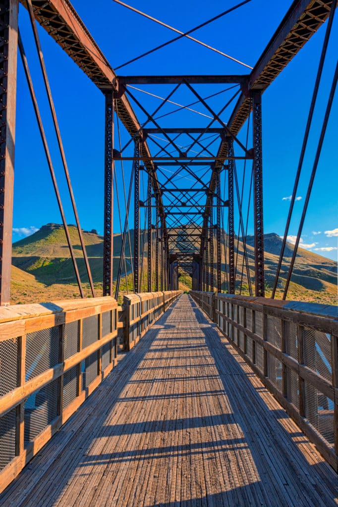 Guffey Bridge is a Parker-Through-Truss Railroad Bridge that is now used as a footbridge across the Snake River in Celebration Park near Melba, Idaho.