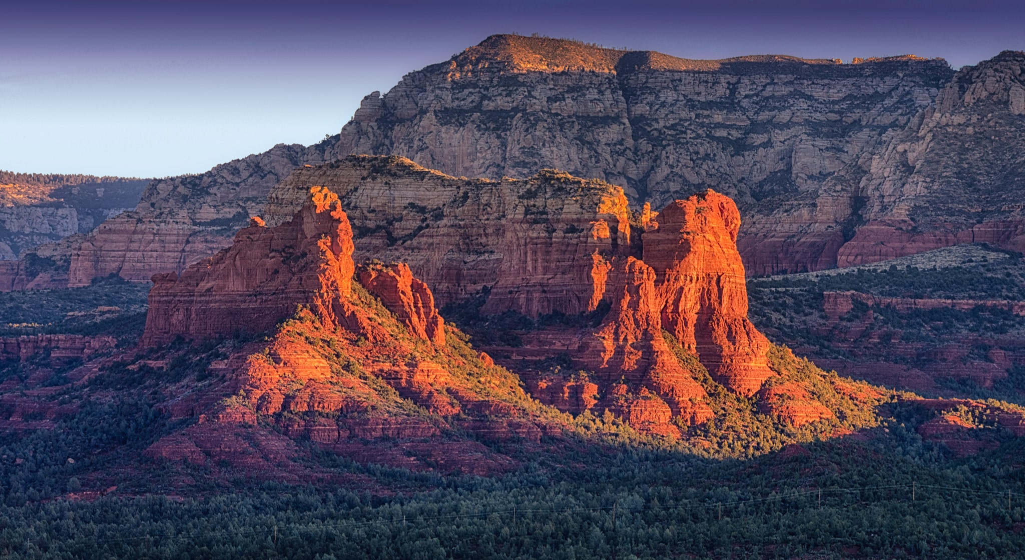 A close-up of Coffeepot Rock taken from Airport Road in Sedona, Arizona.