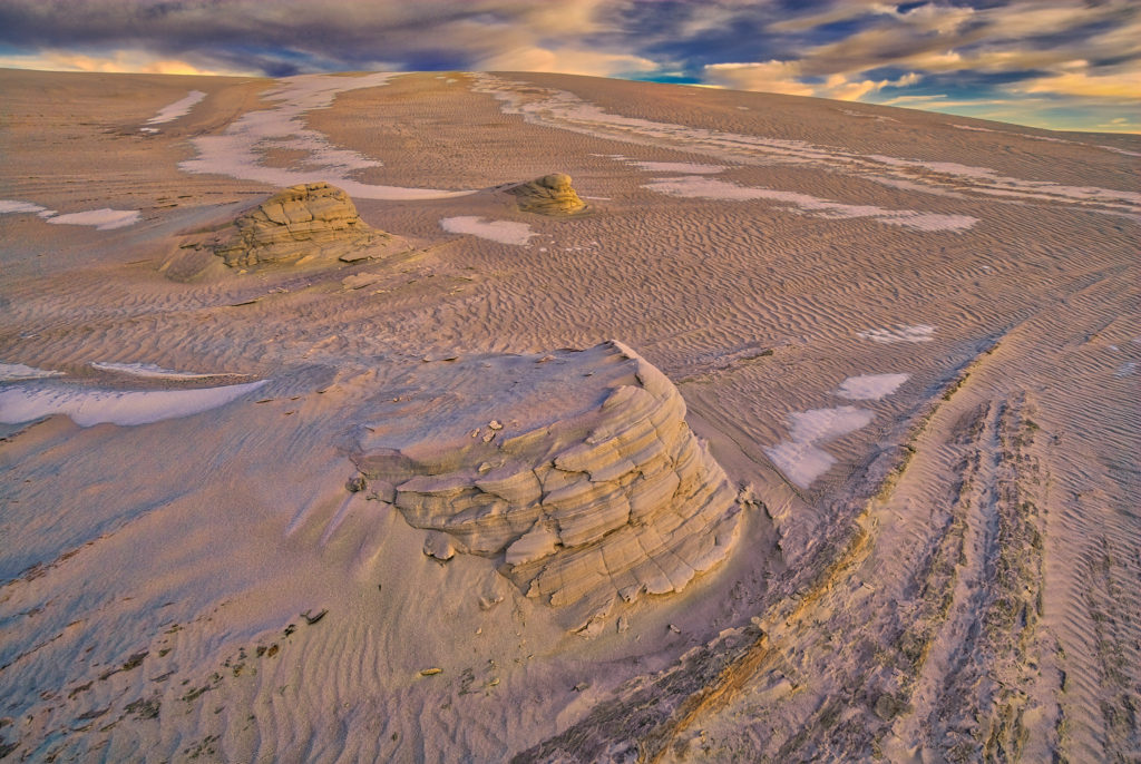 Remnants of old dunes are revealed by the afternoon light in White Sands National Monument in New Mexico.