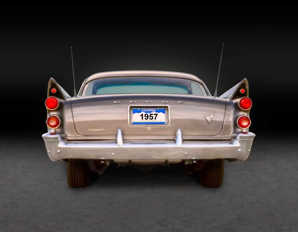 1957 Dodge Custom Royal in the studio, rear view.