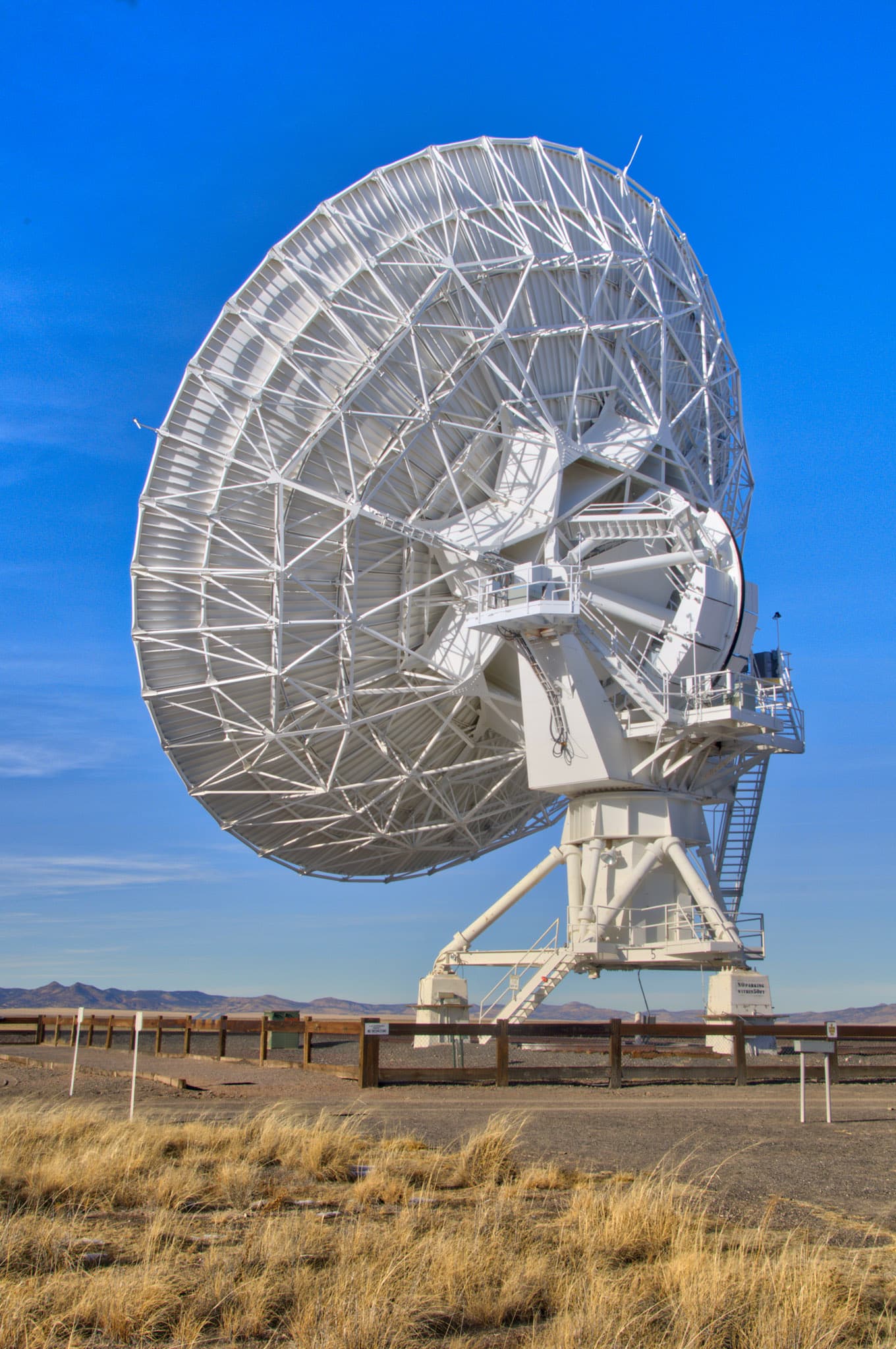 Back end of one of the radio telescopes of the Very Large Array radio observatory, west of Socorro, New Mexico.