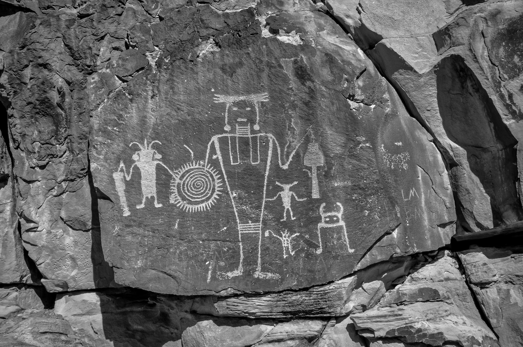 Petroglyphs on the trail at McKee Springs, along Island Park Road, in Dinosaur National Monument in Utah.