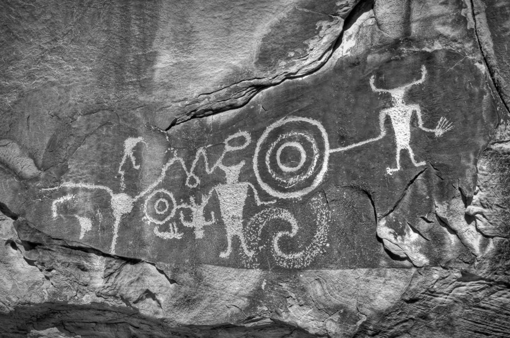 Petroglyphs on the trail at McKee Springs, along Island Park Road, in Dinosaur National Monument in Utah.