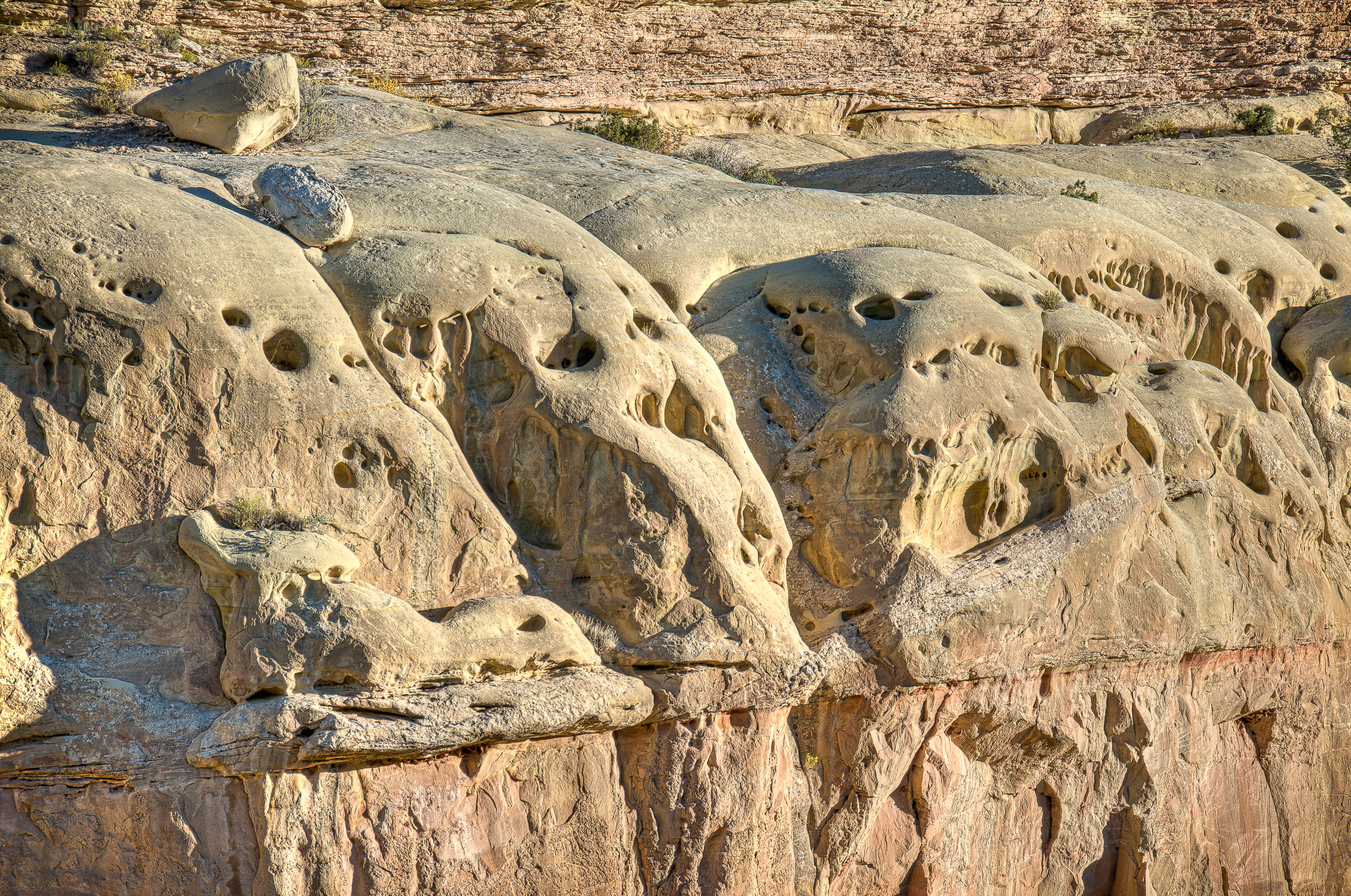 Rounded features at Turtle Rock that many feel resemble human skulls. On Cub Creek Road in Dinosaur National Monument near Jensen, Utah.