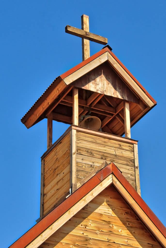 Steeple of the Church on the Mount in Goldfield Ghost Town, near Apache Junction, Arizona.