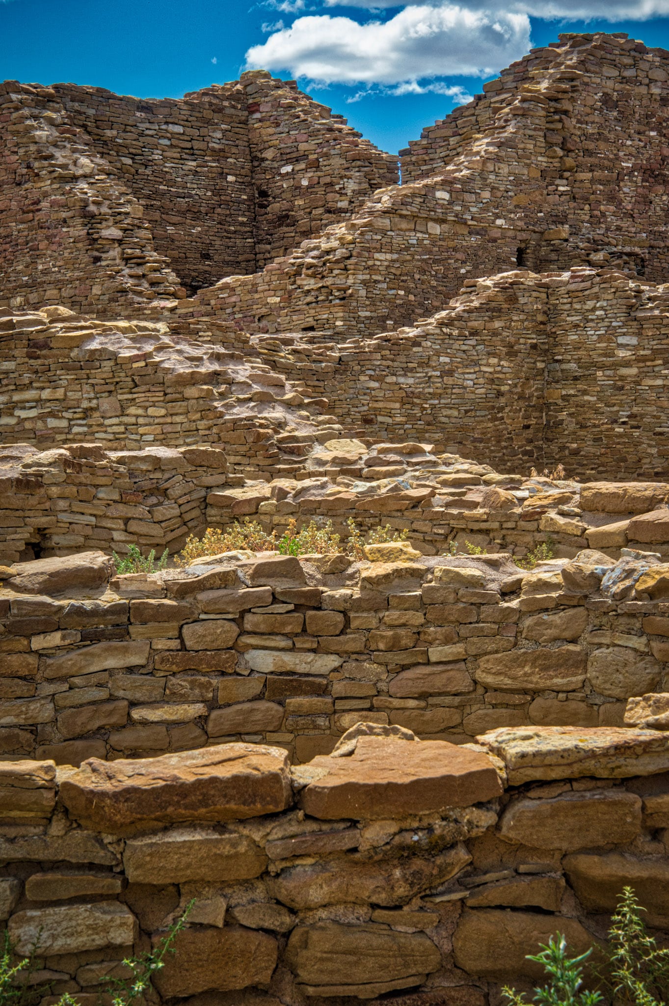 This is a view up the mound at the ruins of Pueblo del Arroyo, which was one of the great houses in Chaco Canyon, New Mexico.