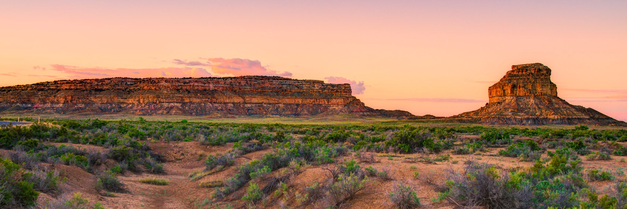 Dawn Panorama of Fajada Butte located in Chaco Canyon, New Mexico.