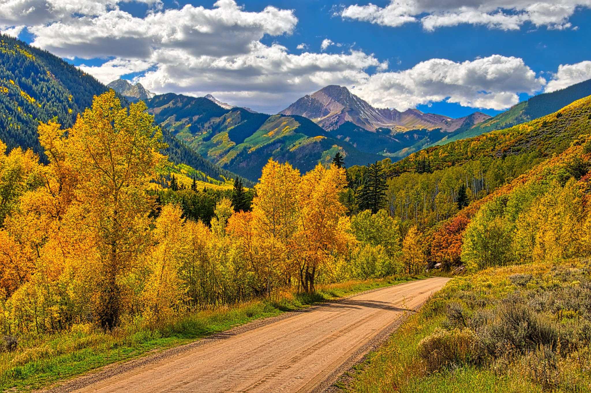 A nice view of Snowmass Mountain from Snowmass Creek Road near Aspen, Colorado.