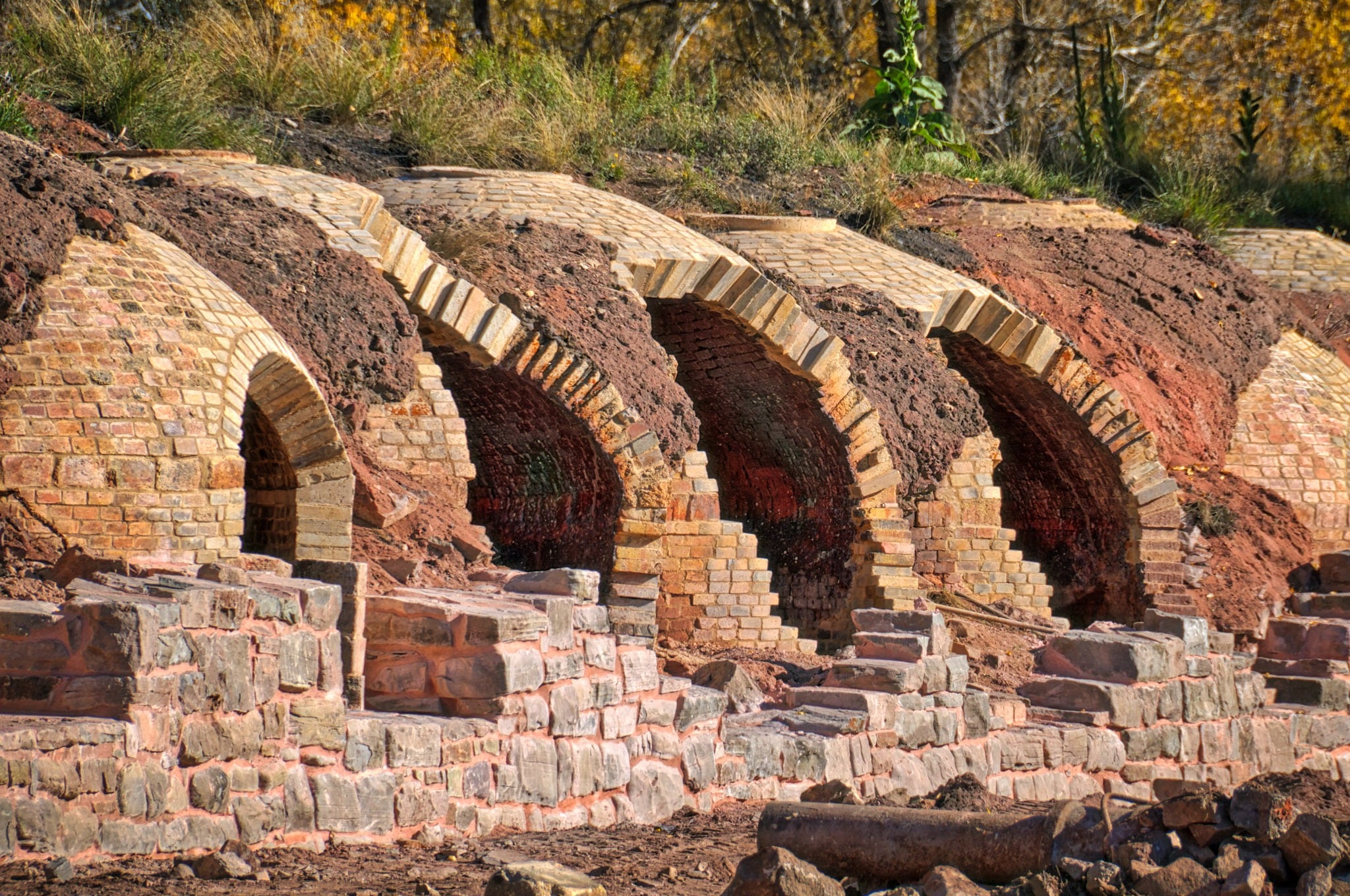 These ovens at the end of the line are not fully restored. They are located in Redstone, Colorado, and were used to reduce coal, mined nearby, to coke that was used in steel smelting.