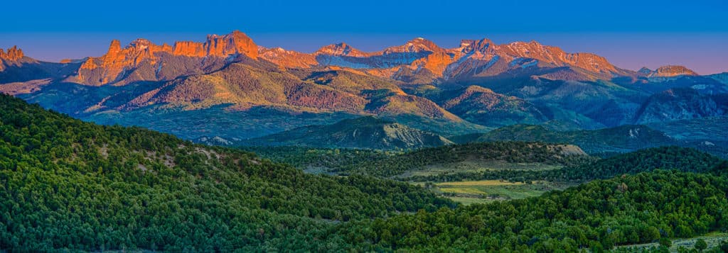 Sunset over the Cimarron Mountains from Ridgway State Park