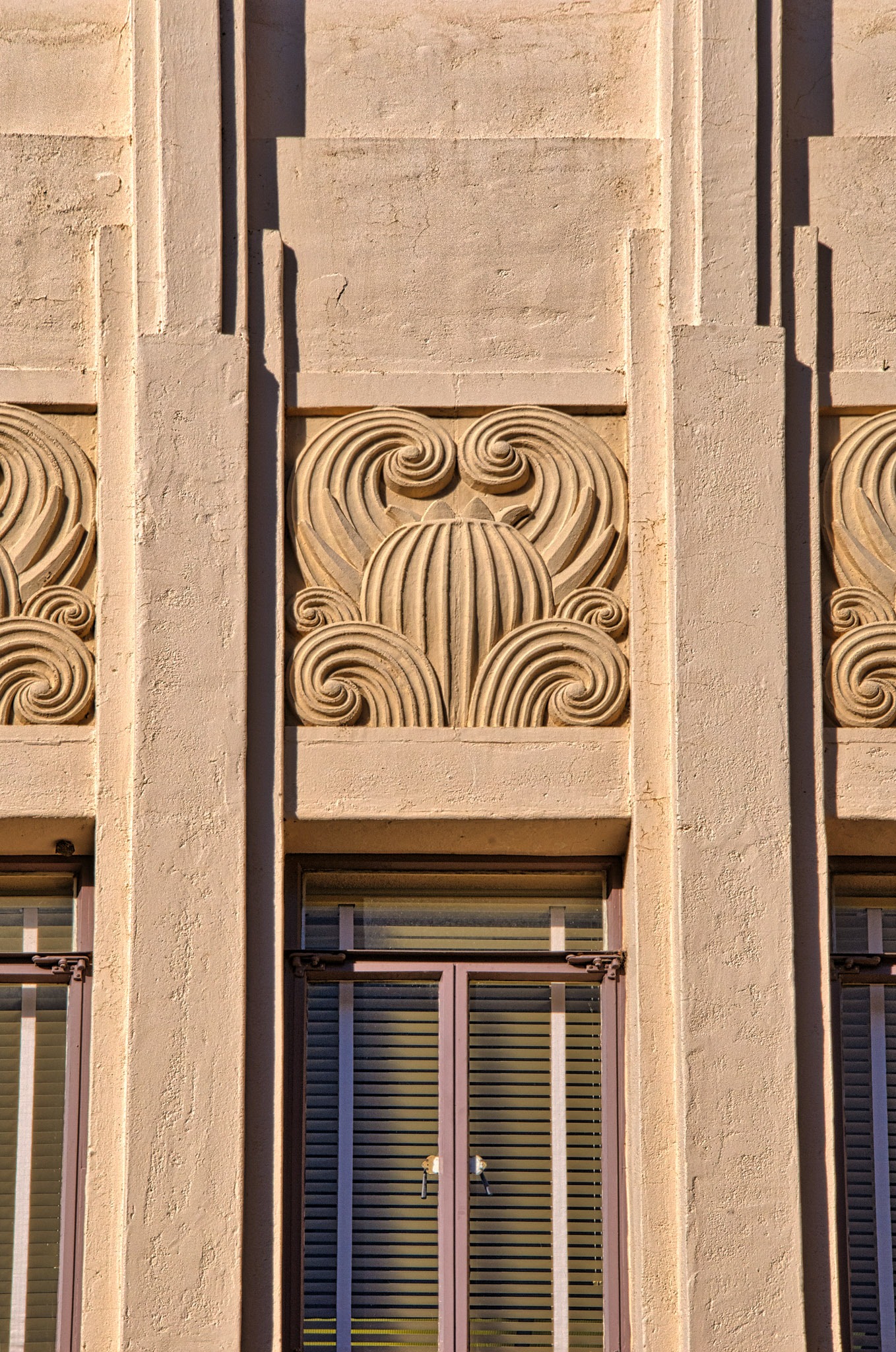This Art Deco style bas releif on the exterior of the Cochise County Courthouse in Bisbee, Arizona, pays homage to desert plant-life.
