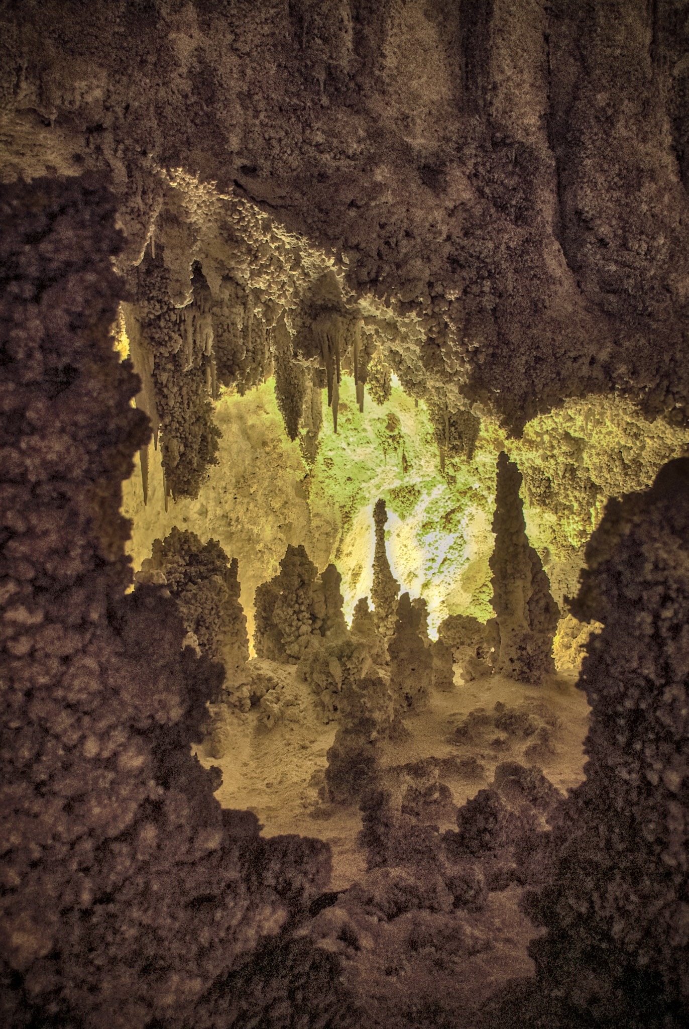 Popcorn is the main feature in an alcove in the Big Room area of Carlsbad Caverns Natioal Park in New Mexico.