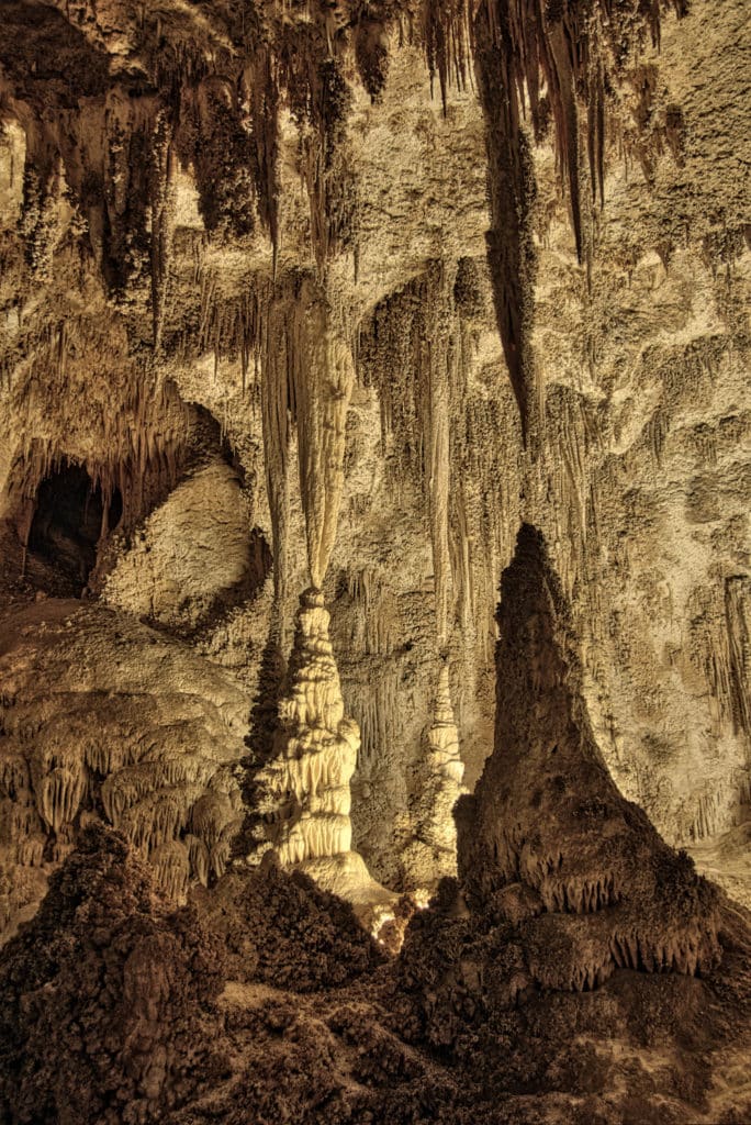 A variety of speleotherms decorate this alcove in the Big Room of Carlsbad Caverns National Park in New Mexico.