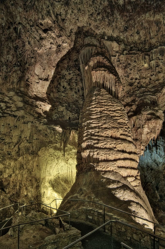 This huge column is visible from the paved trail in the Big Room in Carlsbad Caverns National Park, New Mexico.