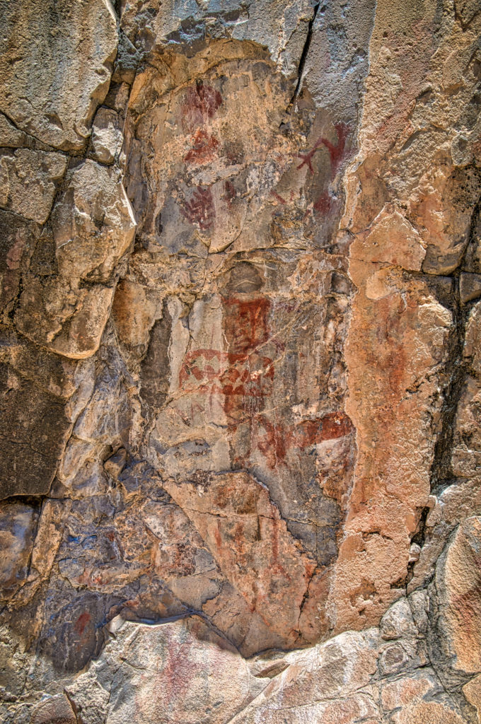 These intriguing pictographs along the Trail to the Past were painted using ground hematite (an iron ore).