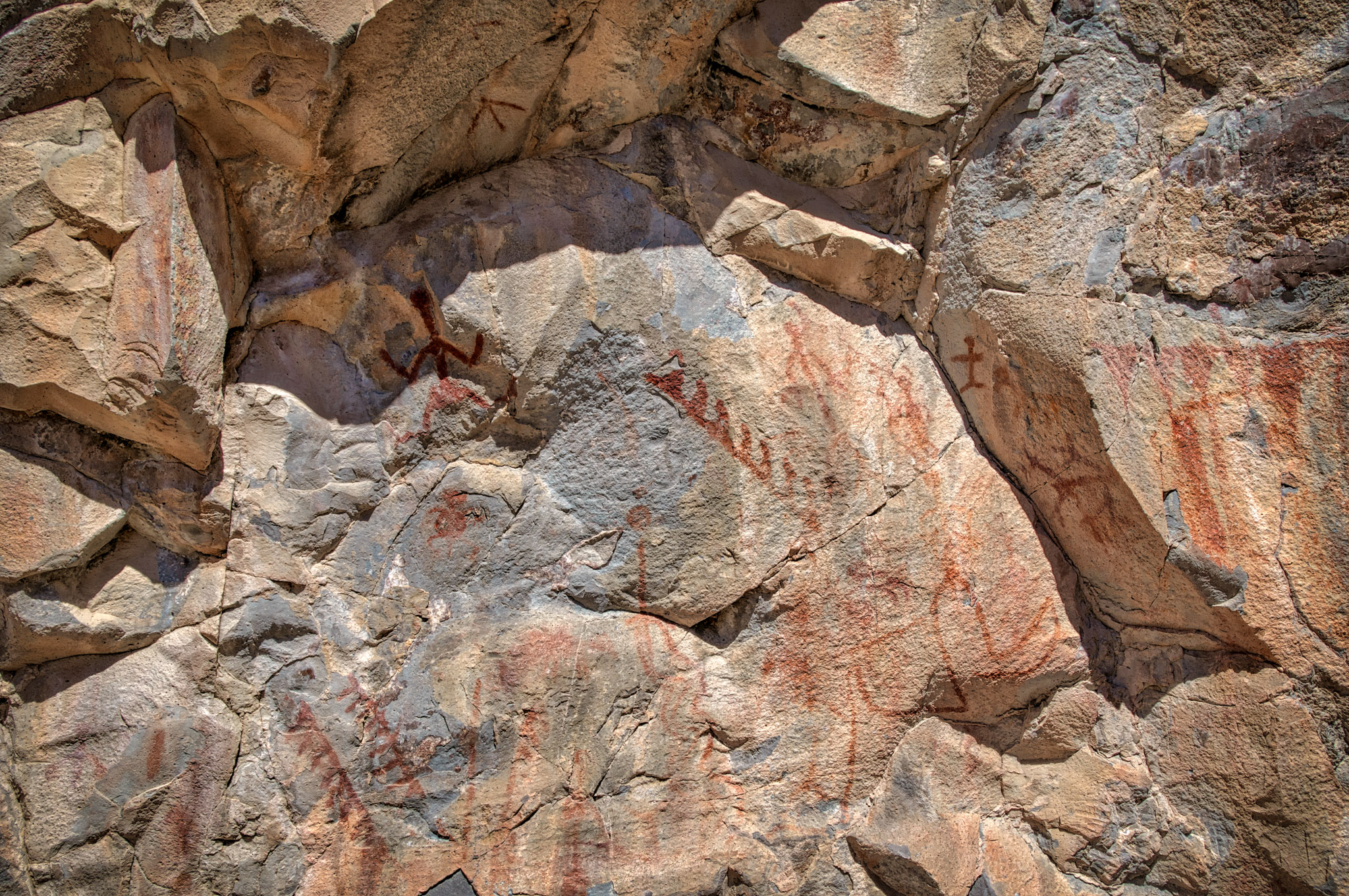 These intriguing pictographs along the Trail to the Past were painted using ground hematite (an iron ore).