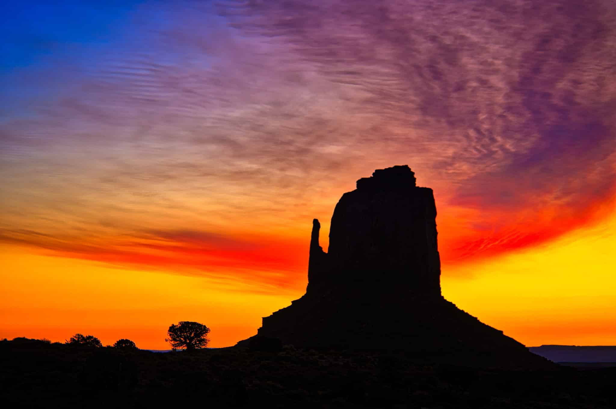 Dawn at near East Mitten in Monument Valley Navajo Tribal Park.