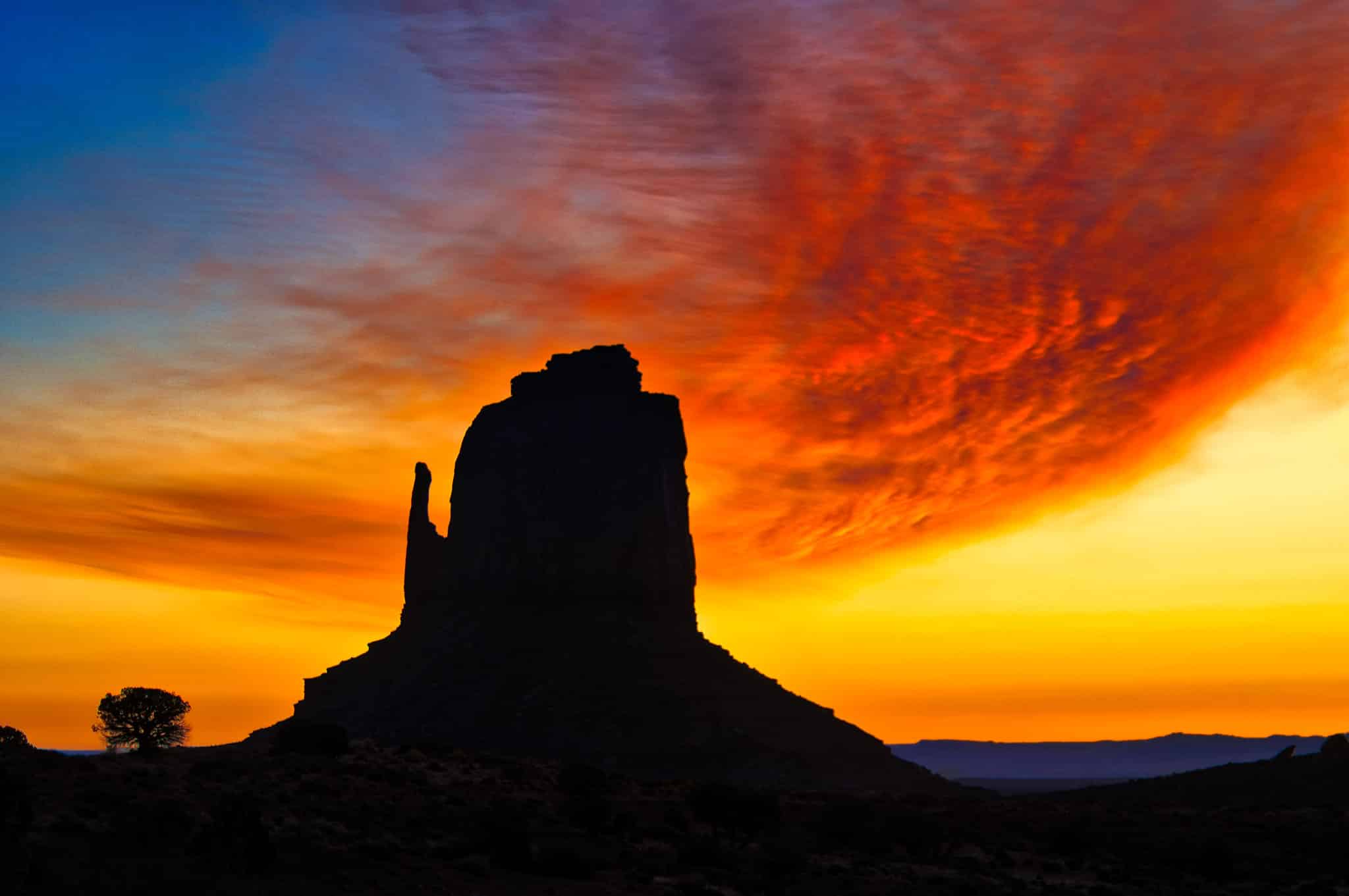 Dawn at near East Mitten in Monument Valley Navajo Tribal Park.