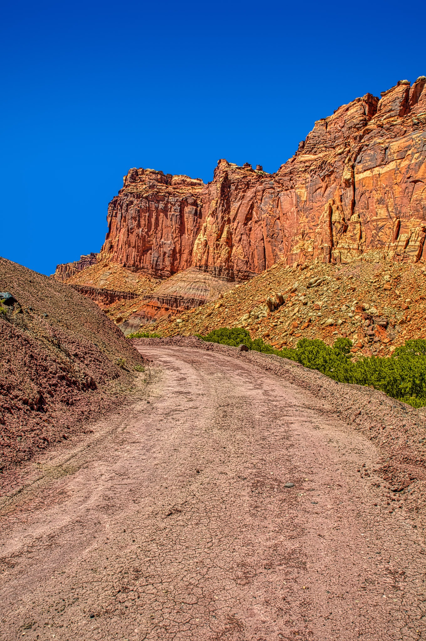 This dirt road heads south from Camp Ground Road, in the Fruita District of Capitol Reef National Park in Utah.