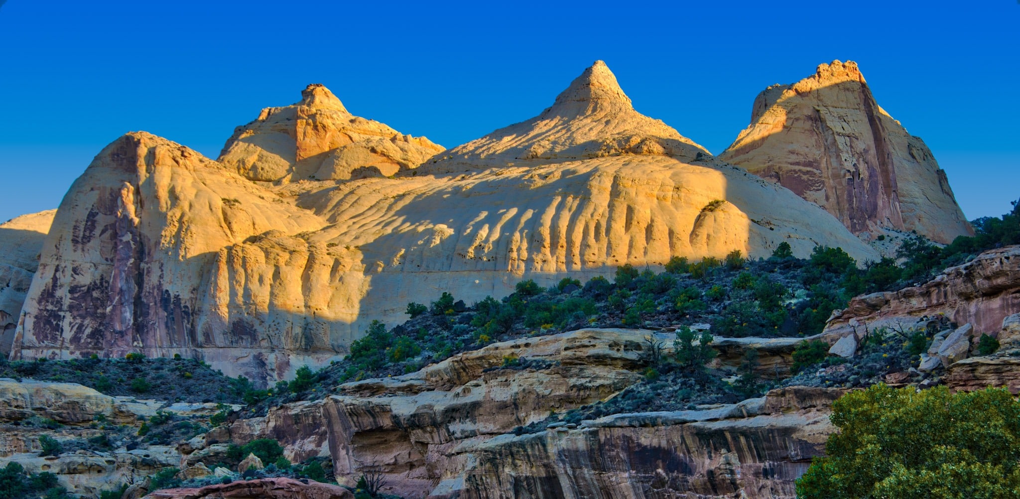 This view of Navajo Dome was taken at dawn from a pullout on Utah State Route 24 on the western edge of Capitol Reef National Park, Utah.