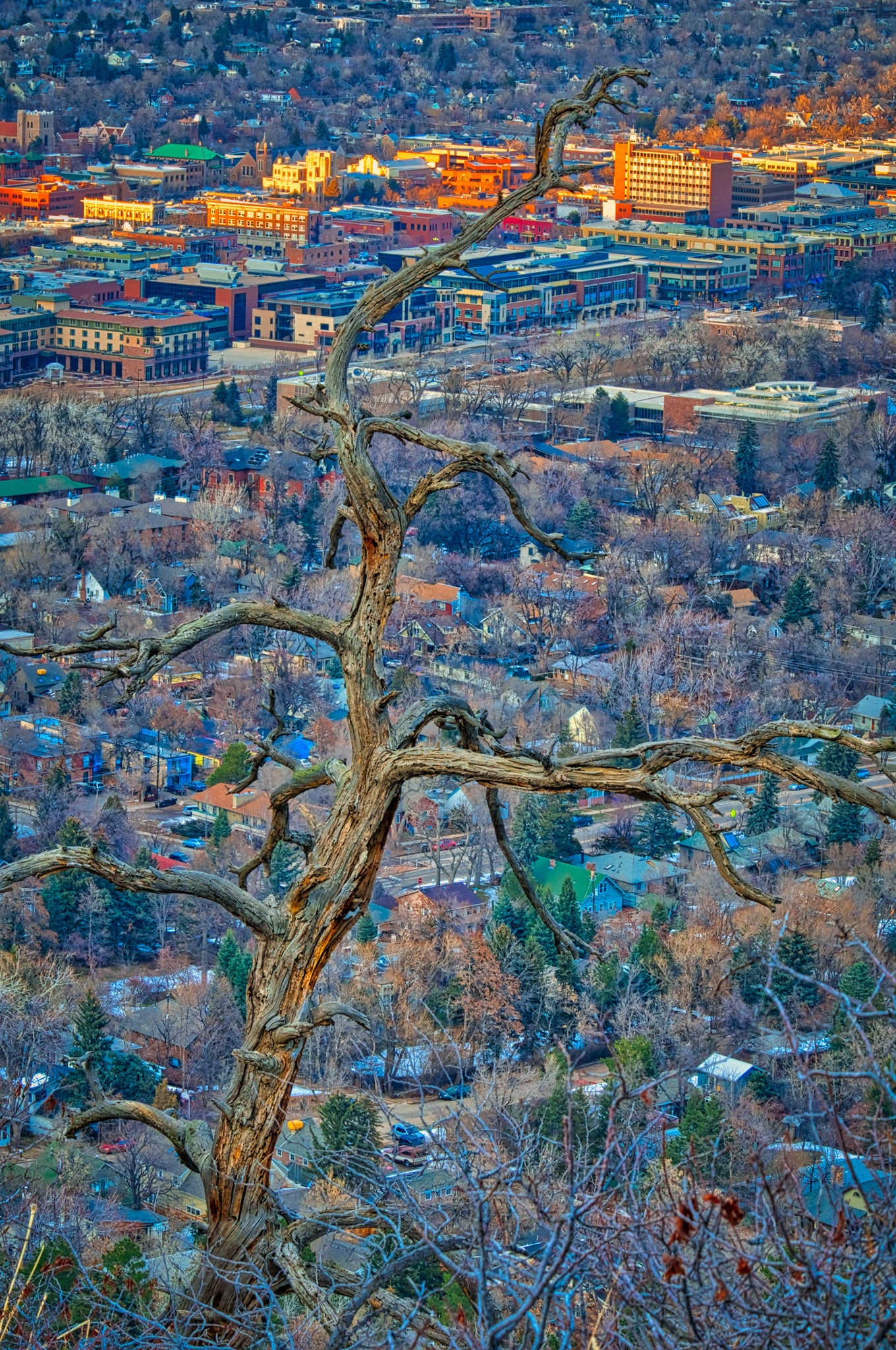 This is a view of downtown Boulder, Colorado, taken from a pullout on Flagstaff Road.