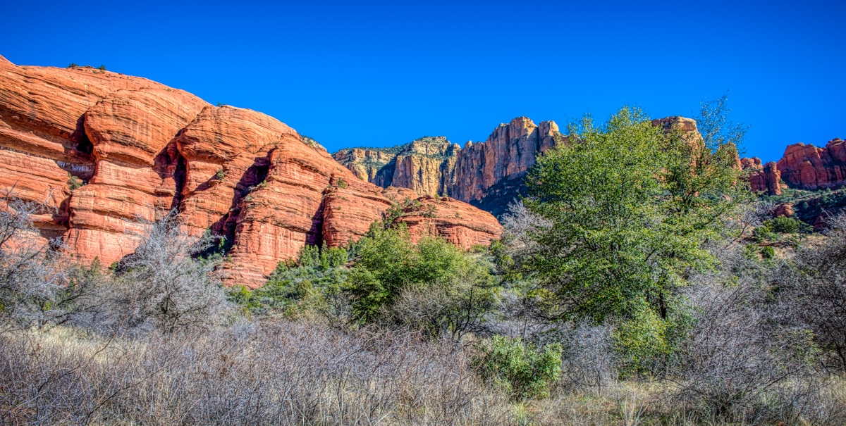 A view of the sandstone cliffs that surround Palatki Heritage Site near Sedona, Arizona.