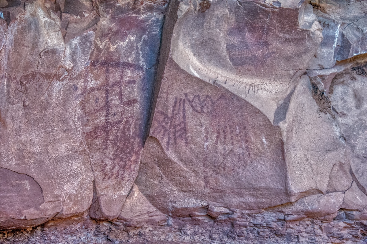 A grouping of pictographs at Palatki Heritage Site near Sedona, Arizona.