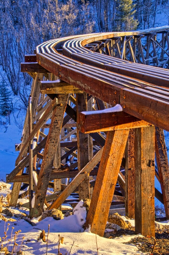 The Mexican Canyon Railroad Trestle was part of the Alamogordo and Sacramento Mountain Railway that ran to the ski village of Cloudcroft, near Alamogordo, New Mexico.