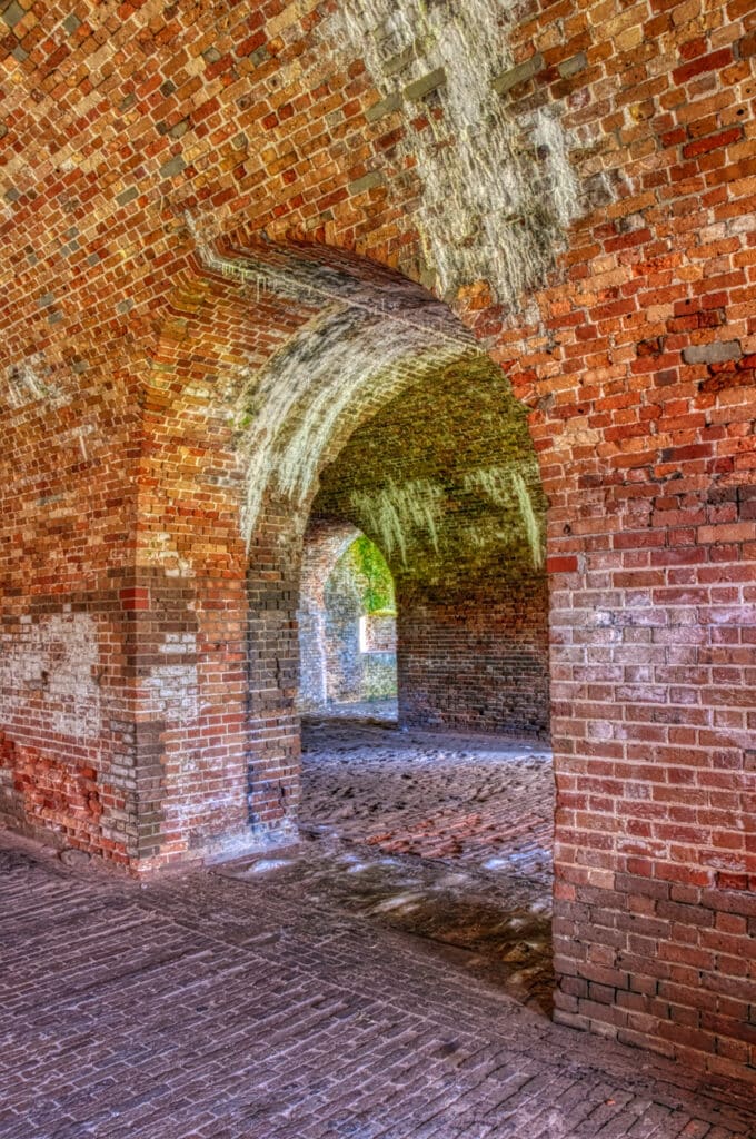Inside the walls of Ft. Morgan at the mouth of Mobile Bay on Alabama's Gulf coast at Mobile Point.