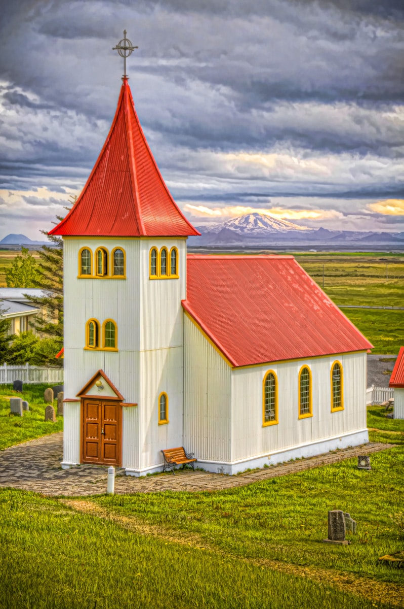 The church in Oddi in southwestern Iceland sits within the range of the Hekla volcano. Hekla may look serene but it is a nasty neighbor. It´s past contributions included poisonous fluorine gas and enough ash to stop tree growth for a decade. Legend had it that Hekla was one of two entrances to Hell, the other being Stomboli.