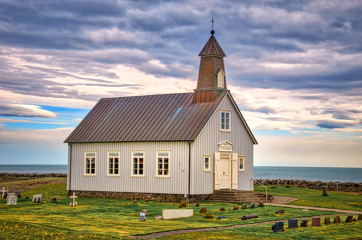 The name is fitting as the church overlooks the Atlantic and is visible from far at sea. It is locaded on the southern coast of the Reykjanes peninsula in Iceland.