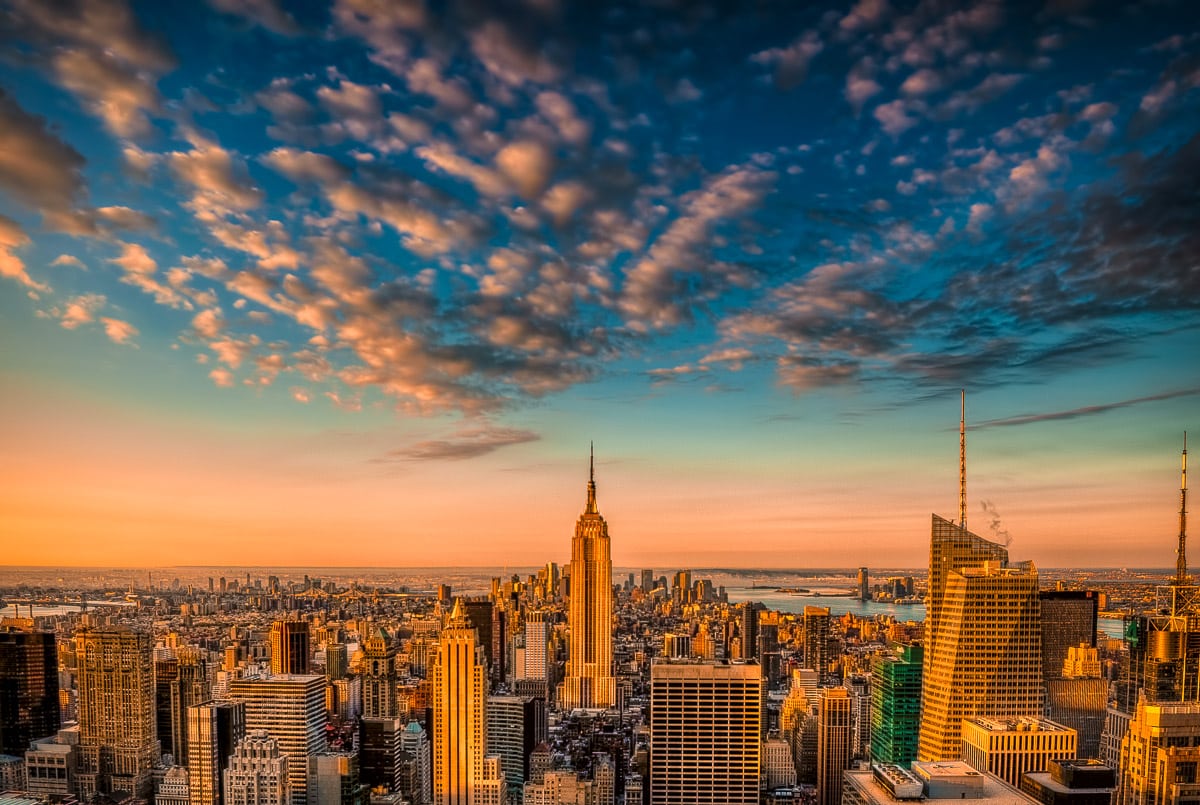 A view of uptown Manhattan from 30 Rockefeller Center, New York City.