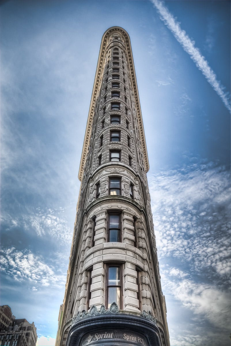 View of the Flatiron Building in lower mid-town Manhattan, New York City.