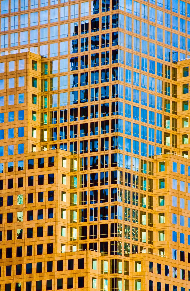 Detail of a skyscraper on a Manhattan street in New York City.