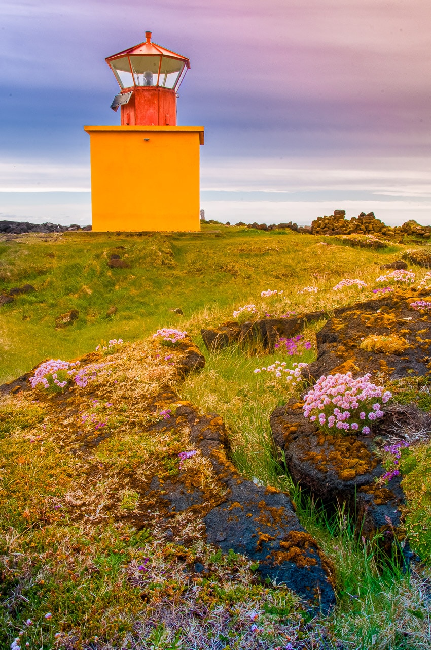 Lighthouse at Öndverðarnes at the tip of the, Snæfellsnes peninsula in western Iceland.