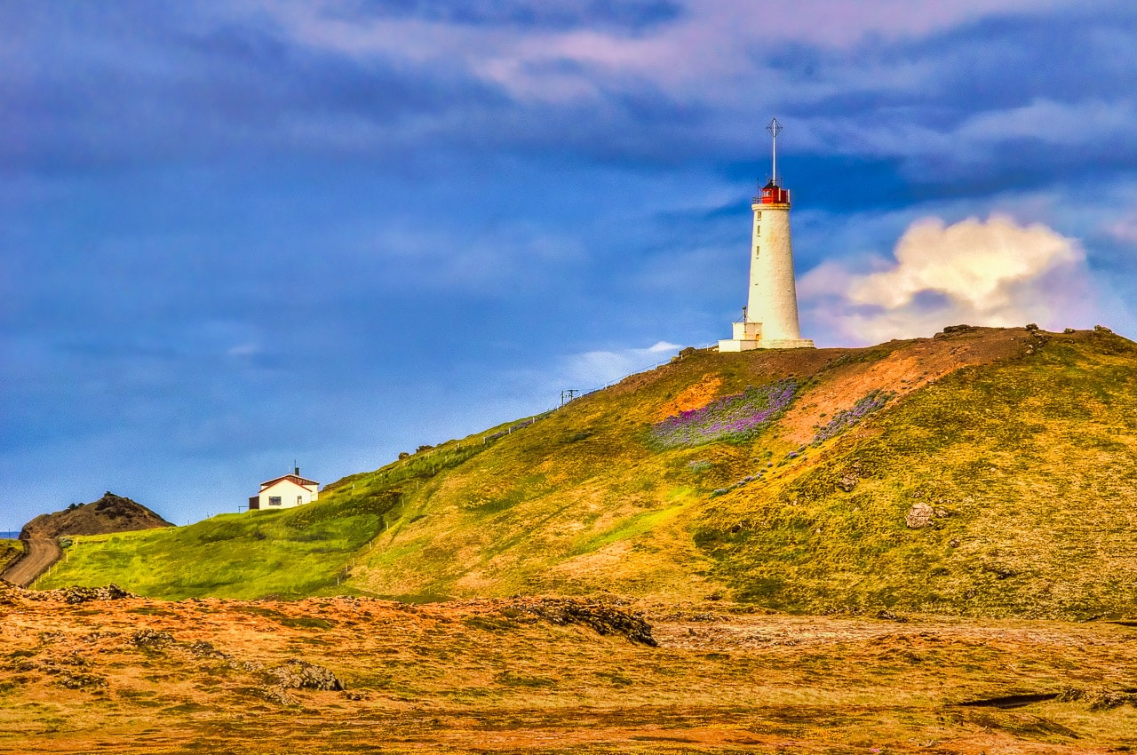 Lighthouse near the Gunnuhver geothermal field at the southwestern corner of Iceland.