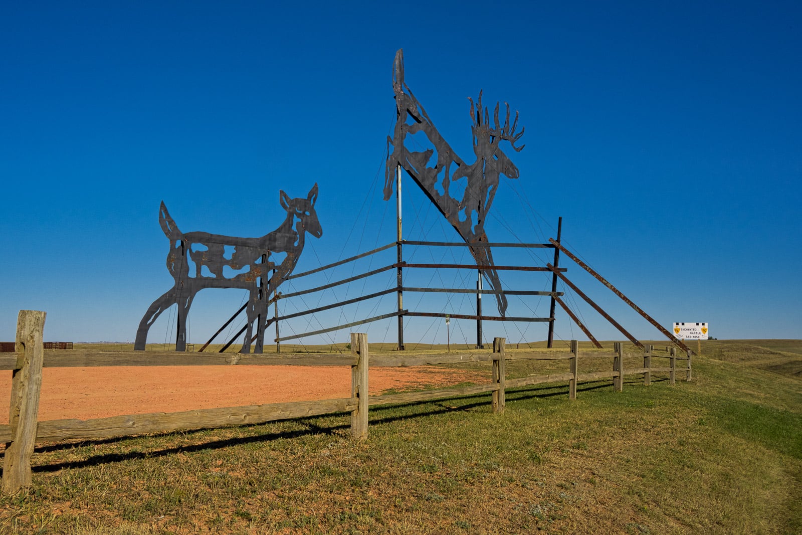This sculpture by Gary Greff, called Deer Crossing, is located along the Enchanted Highway, between I-94 and Regent, North Dakota.