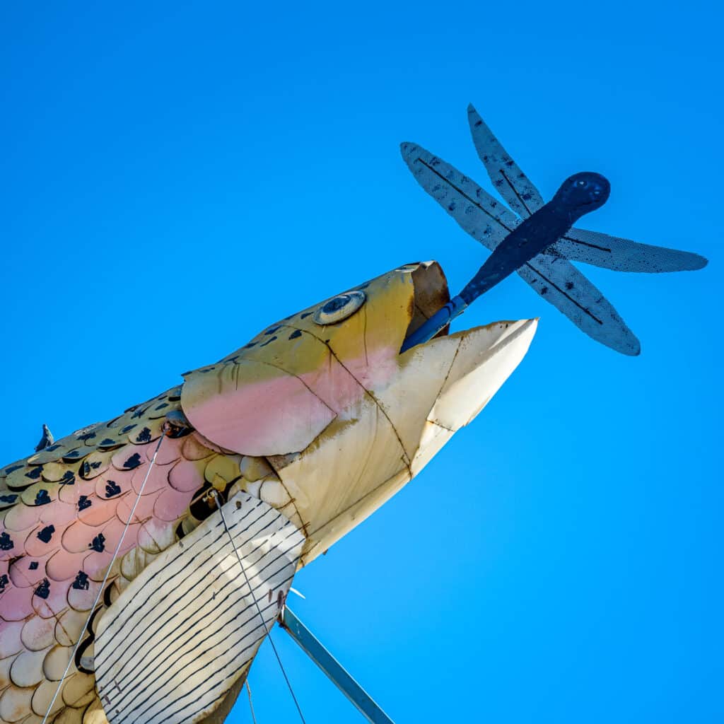 This is a detail of the sculpture by Gary Greff, called Fisherman's Dream. It is located along the Enchanted Highway, between I-94 and Regent, North Dakota.