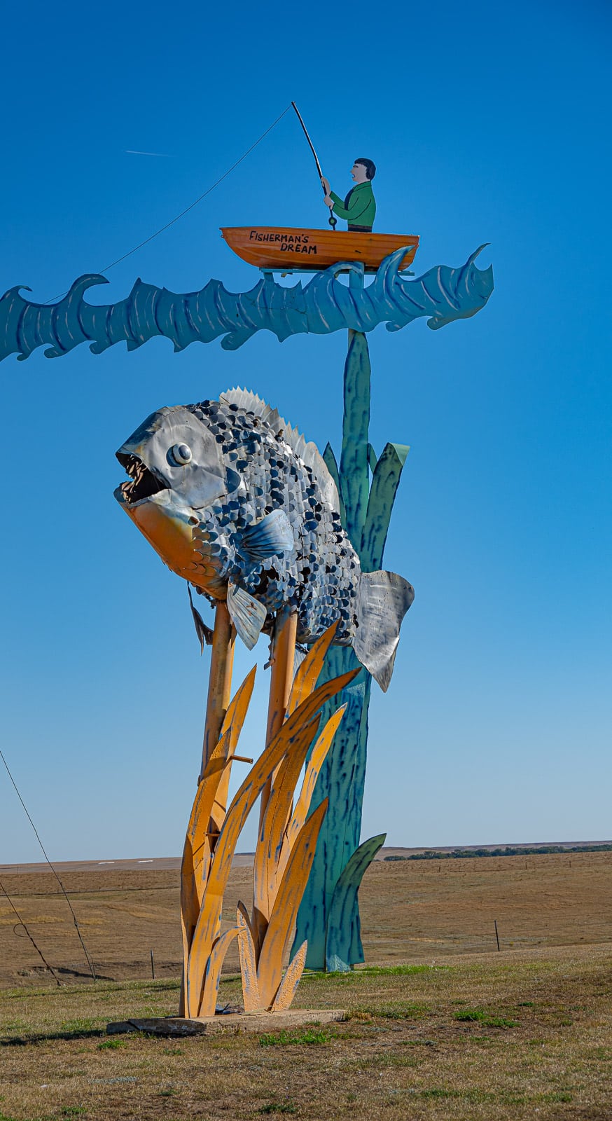 This is a detail of one of the sections in the sculpture by Gary Greff, called Fisherman's Dream. It is located along the Enchanted Highway that runs between I-94 and Regent, North Dakota.
