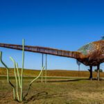 This is the rear view of one part of the sculpture by Gary Greff called Pheasants on the Prairie, located along the Enchanted Highway running between I-94 and Regent, North Dakota.